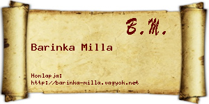 Barinka Milla névjegykártya